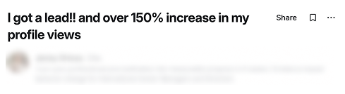 Member post: I got a lead and over 150 percent increase in my profile views.