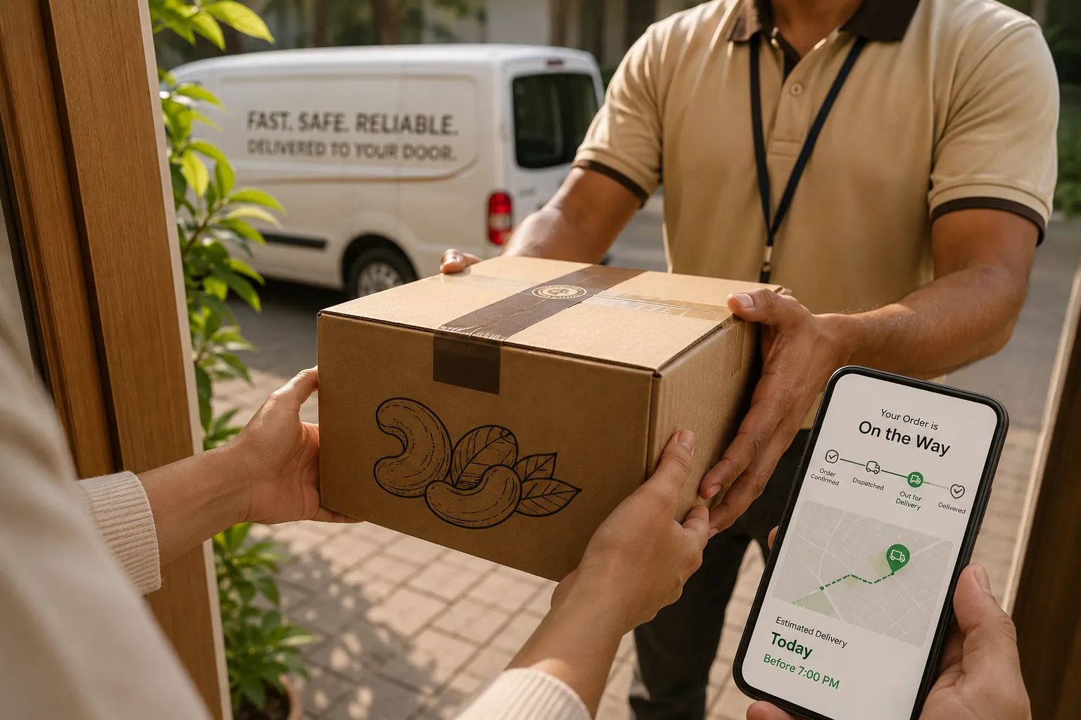 Carefully wrapped EarthOra delivery package at doorstep