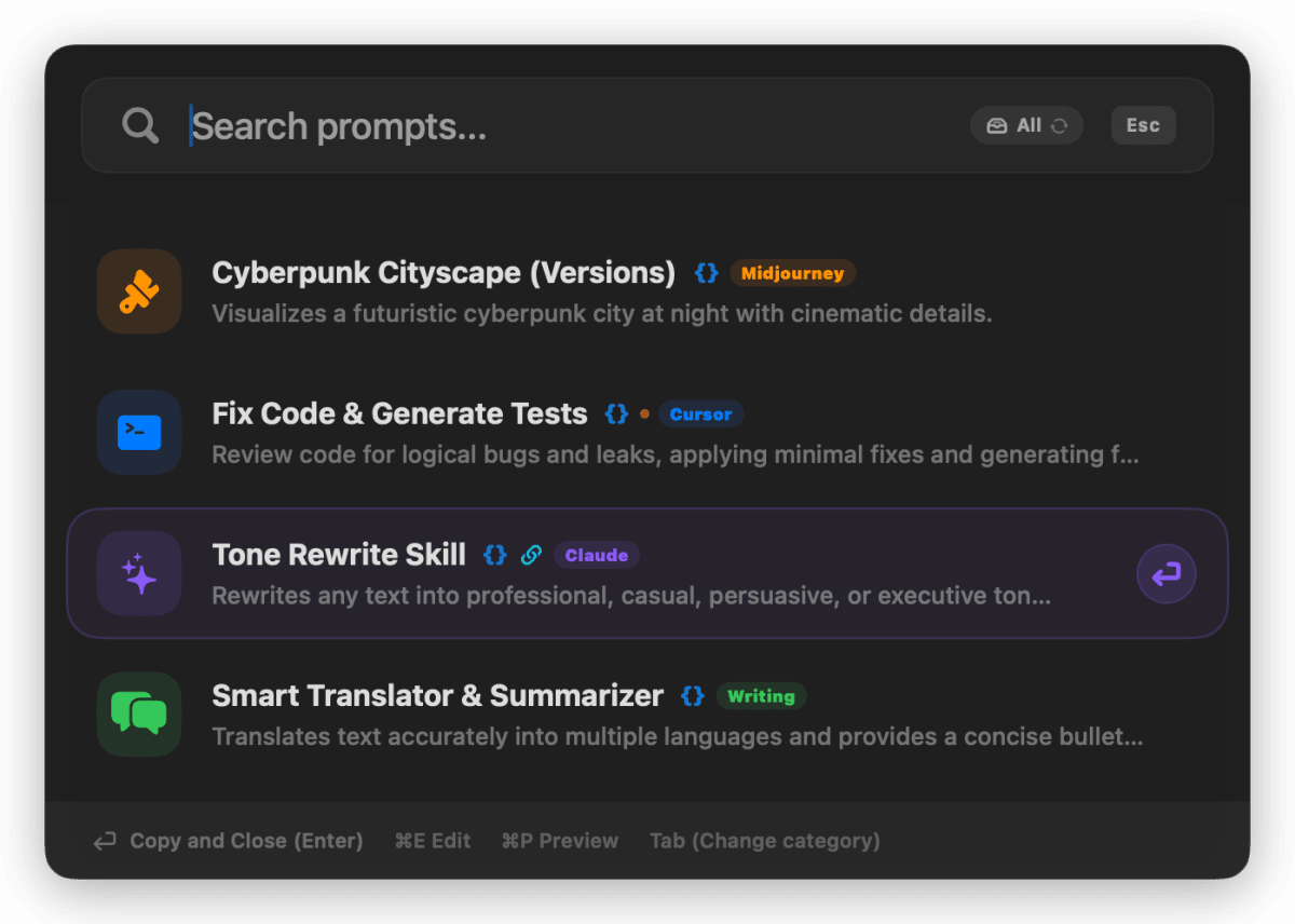 Prompty - Omni Search floating window