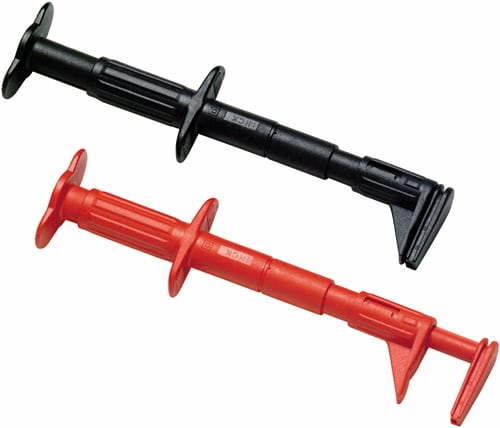 AC87 Robuste skinneklemmer , 1 rød og 1 svart