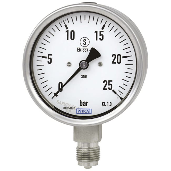 233.30 Sikkerhetsmanometer ø100, 0...25bar, 1/2NPT ned (304 hus)