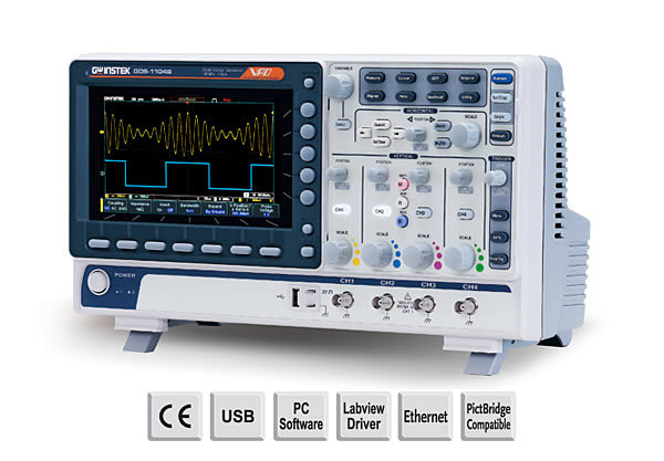 GDS-1104B Oscilloskop digitalt 100MHz 4kanaler, 1GSa/s