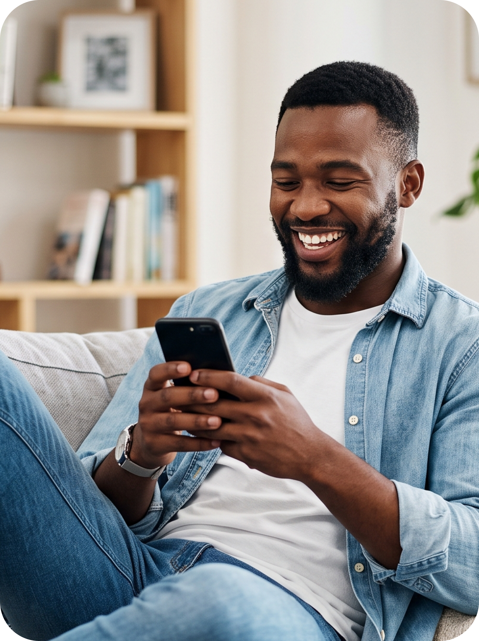 Happy user managing finances