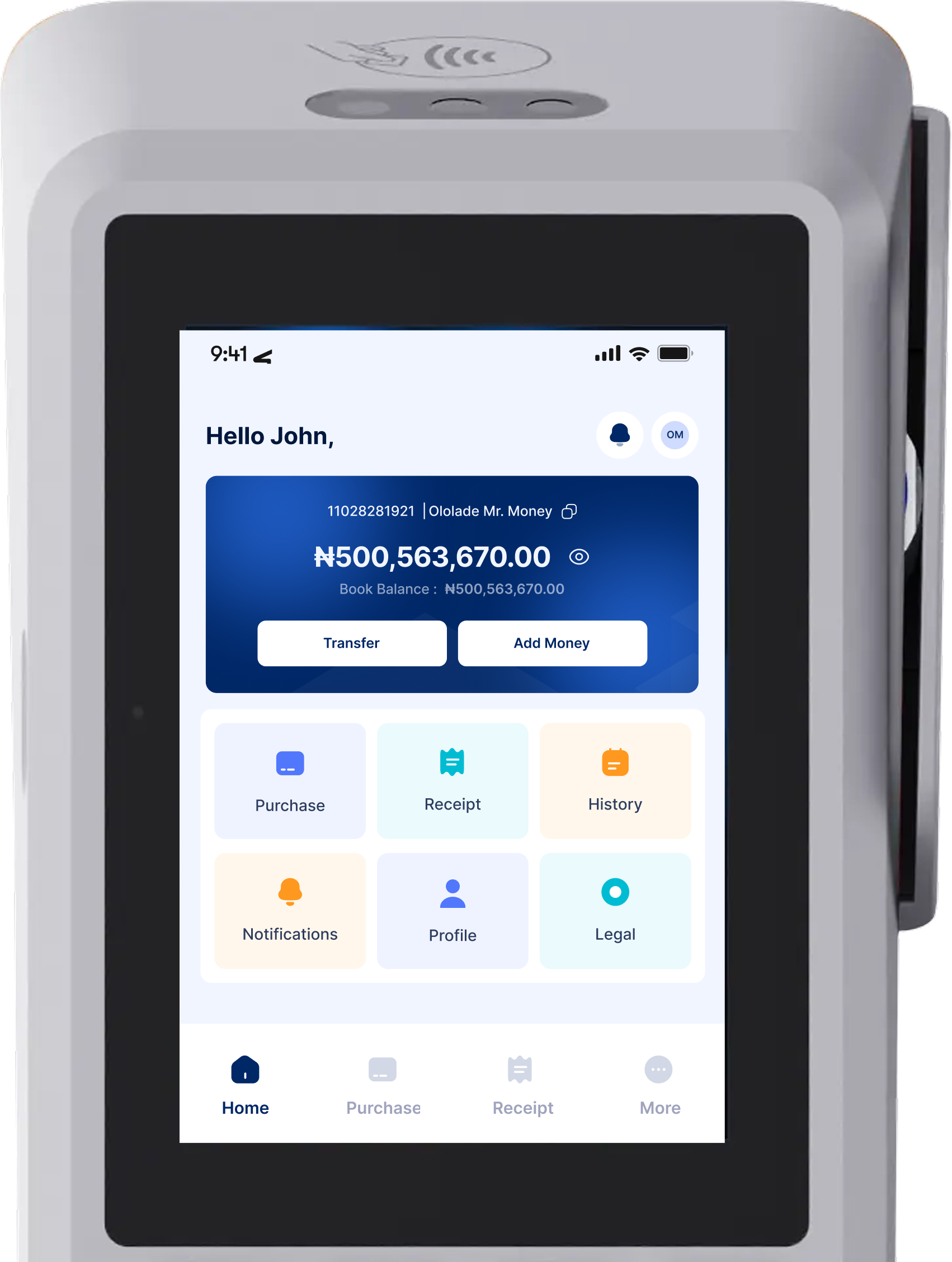 Rex POS device terminal interface