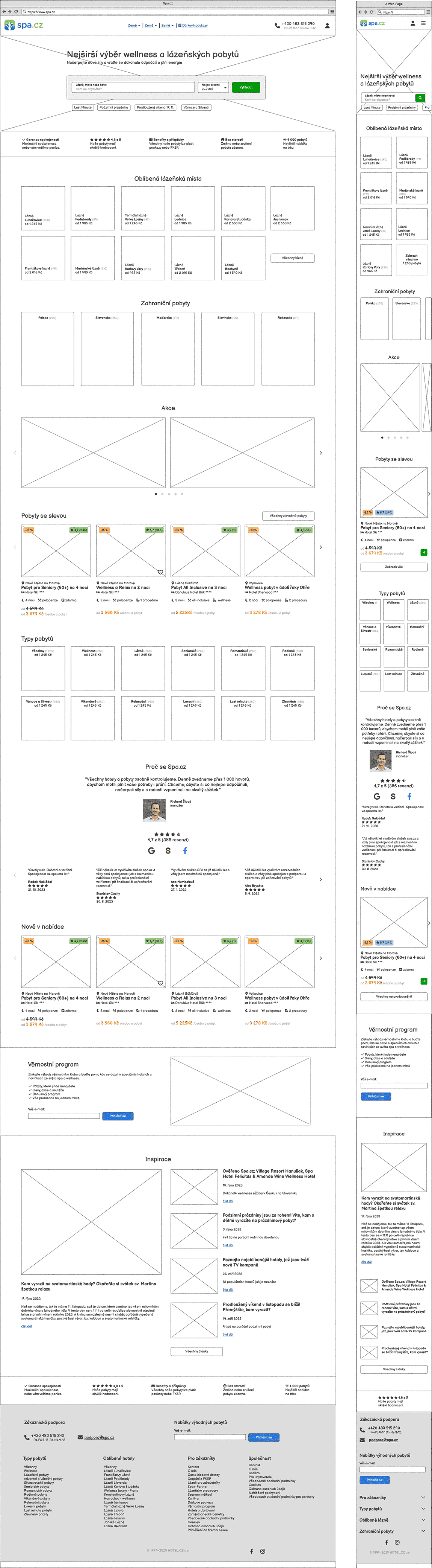Spa.cz homepage wireframe