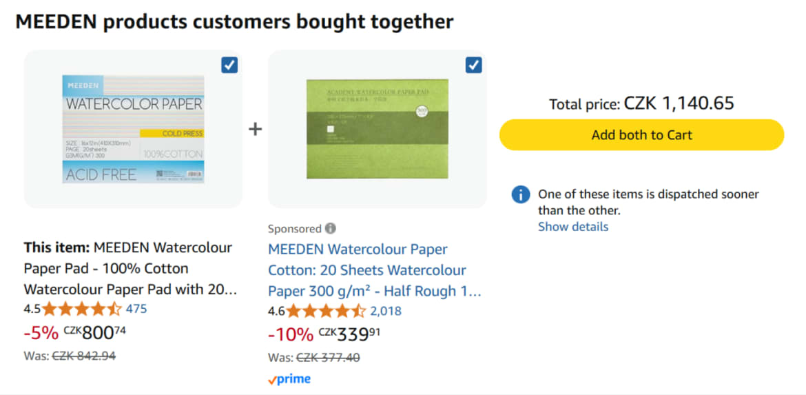 Balíčky produktů na Amazonu.