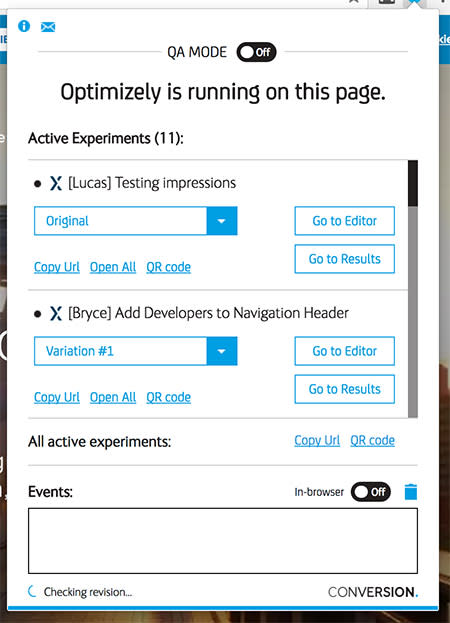 Sledování a/b testů optimizely v chrome prohlížeči
