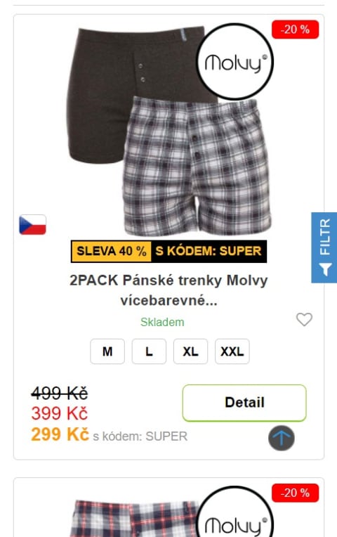1 dlaždice na šířku mobilu