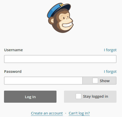 Mailchimp ukázat heslo