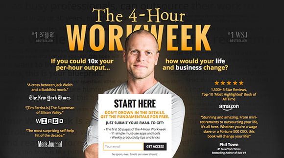 Tim ferris a jeho web propagující knihu