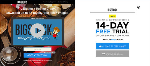 Bigstock a exit intent popup