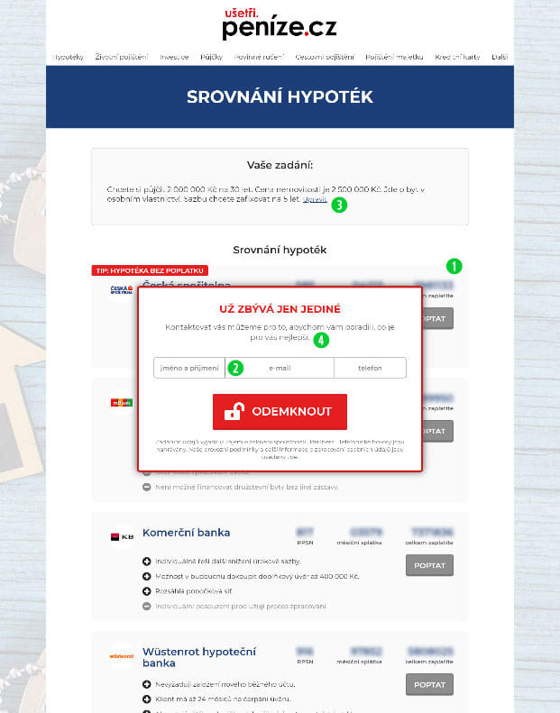 Popup s kontakty