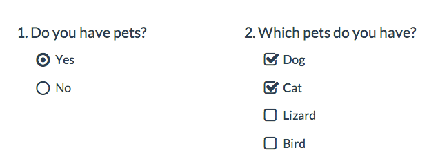 Radio a checkbox