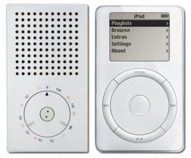 Rádio od ramse z roku 1958 a ipod od ivea z roku 2001