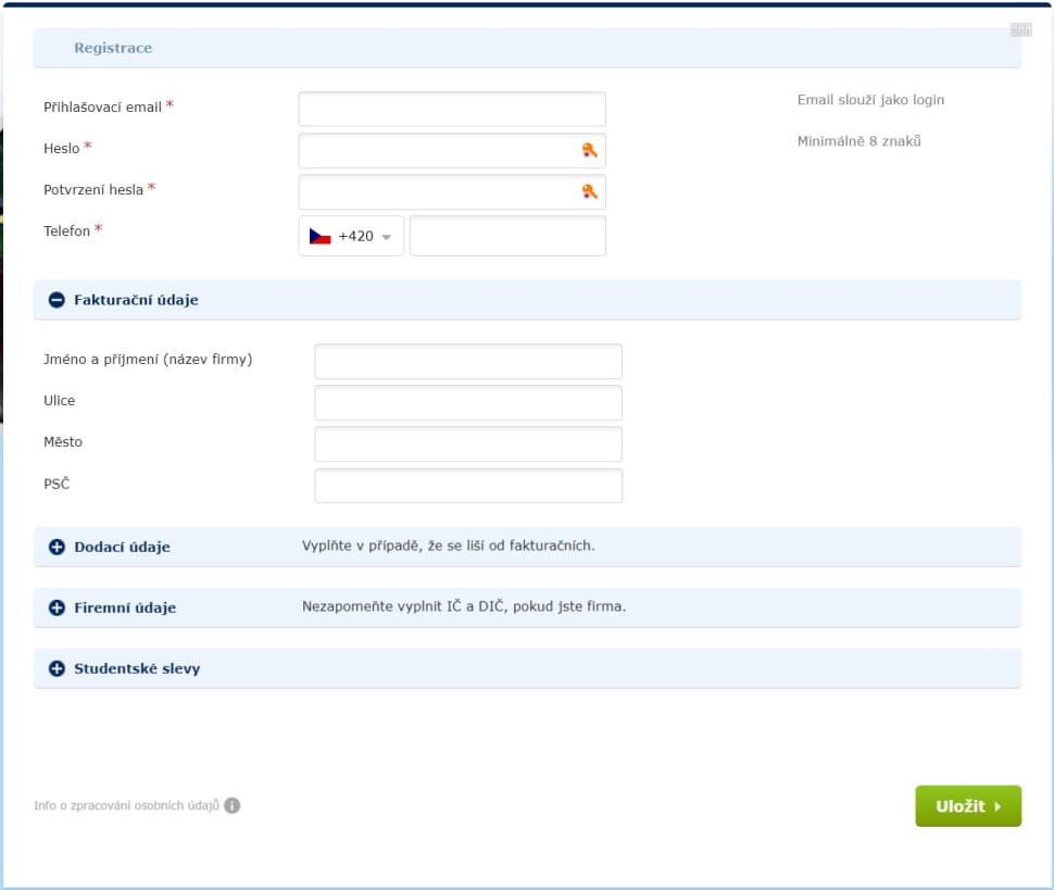 Registrace na alza.cz