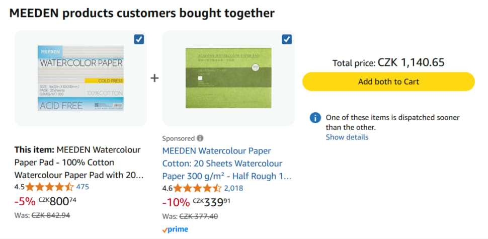 Balíčky produktů na Amazonu.