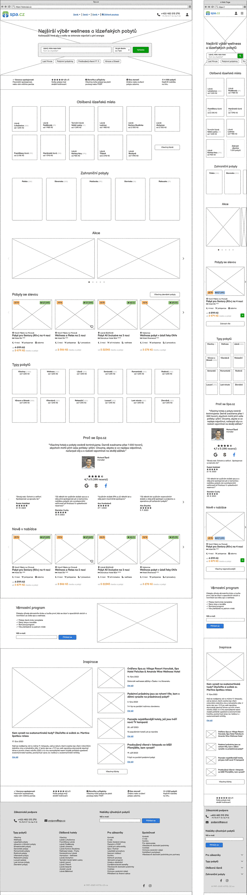 Spa.cz homepage wireframe