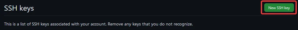 Click al botón que dice New SSH Key