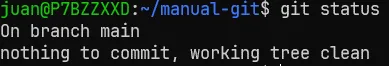 Mostrando el estado del repositorio despues de hacer commit