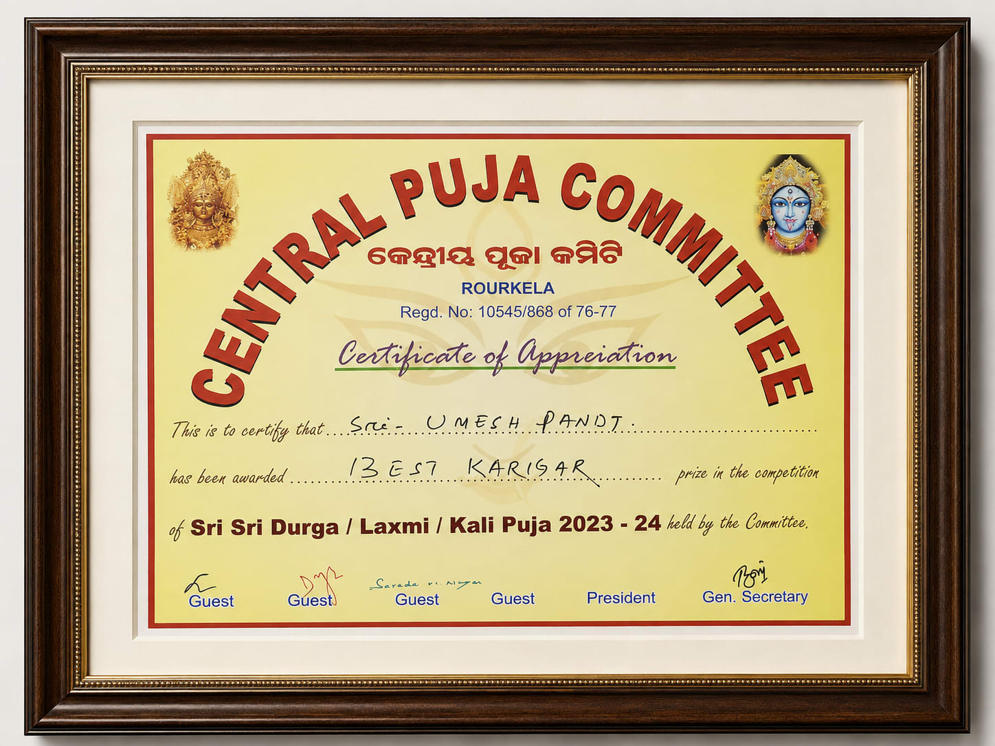 📜 Official Certificate of Excellence Frame