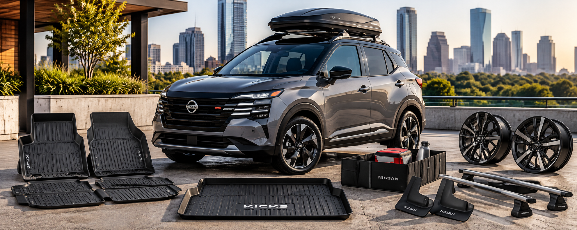 Nissan Kicks accessories including floor protection cargo accessories exterior accessories wheels and interior accessories