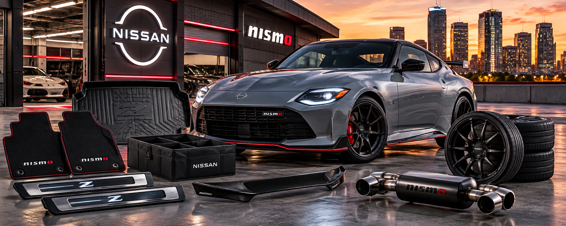 Nissan Z NISMO with Nissan Z parts and accessories including floor mats wheels cargo accessories and exterior accessories