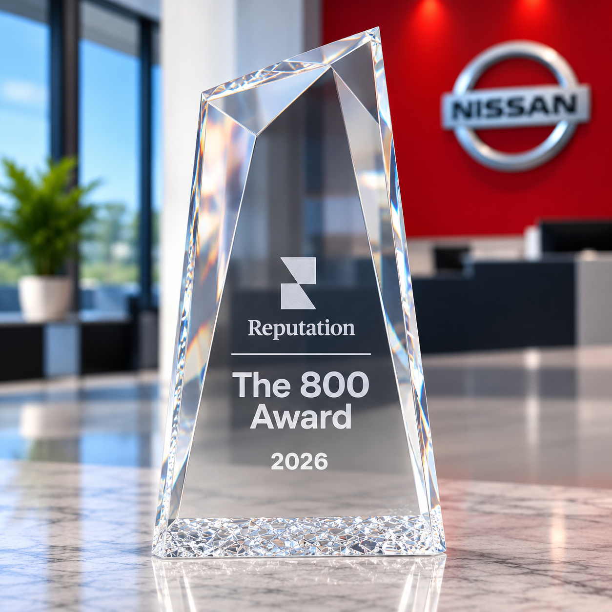 Baker Nissan Reputation 800 Award trophy