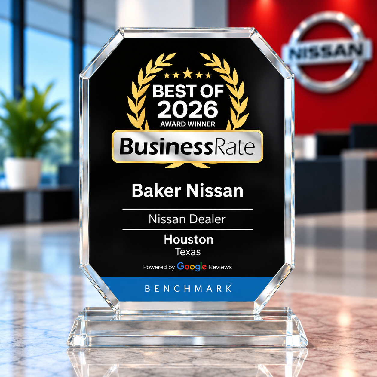 Baker Nissan Best of 2026 BusinessRate Houston award