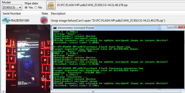 Flash Asus ZC451CG (Z007) + Atasi Unzip Image Failure