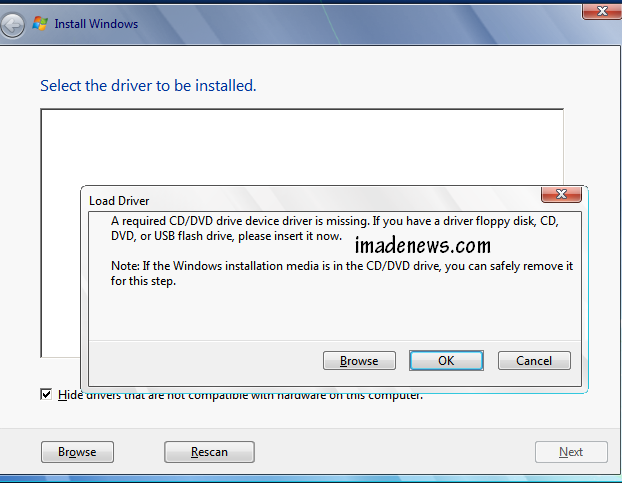 windows 7 required cd dvd device driver missing