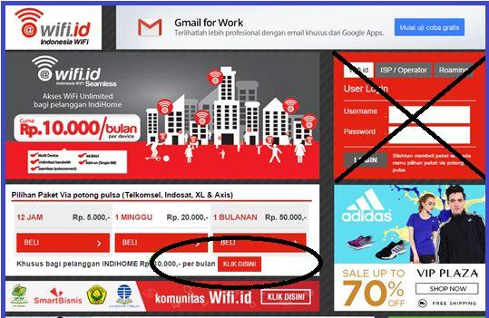 Tampilan Halaman Login wifi.id pada Pc