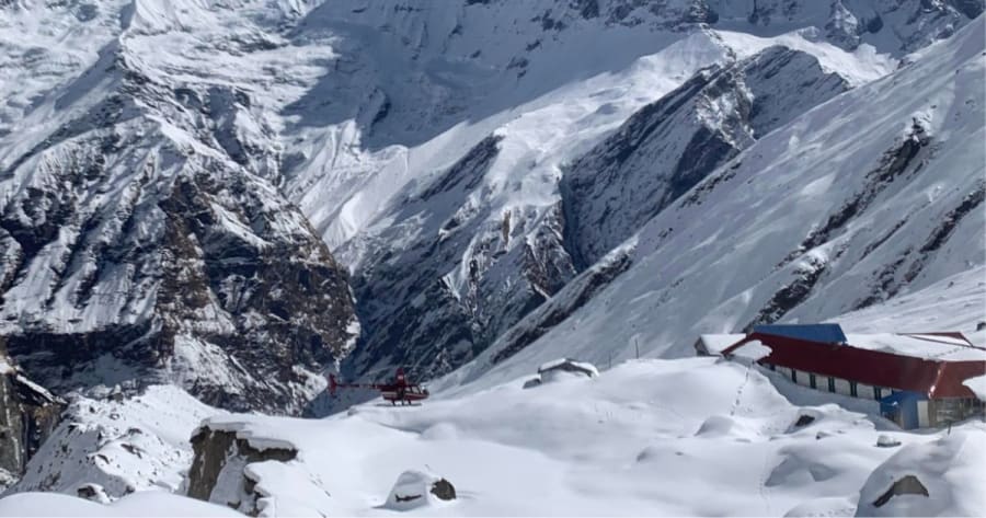 annapurna base camp heli view