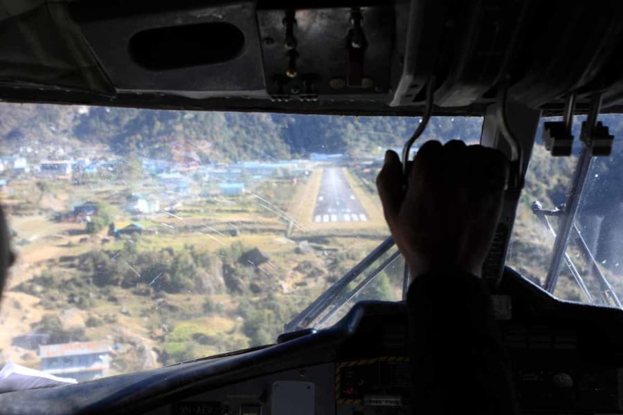 view of lukla airport from aircraft