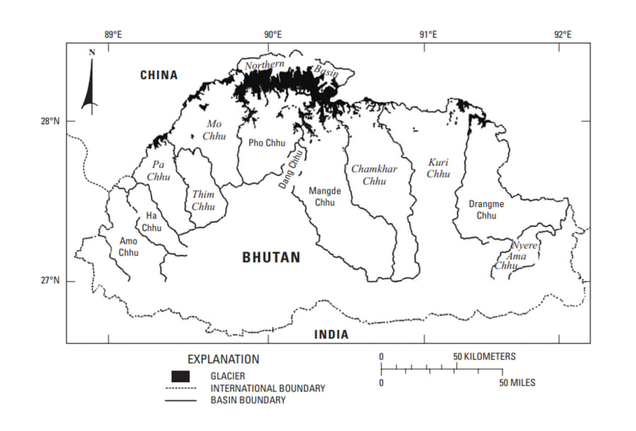 bhutan lakes map