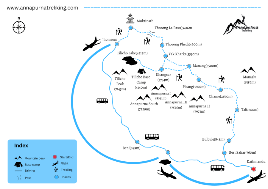 tilicho lake trek map