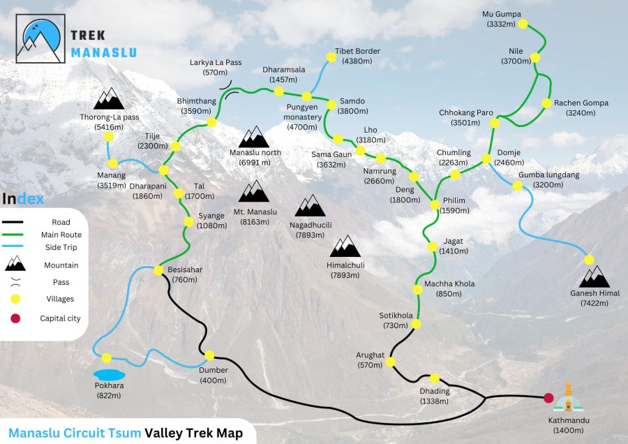 Tsum valley trek map