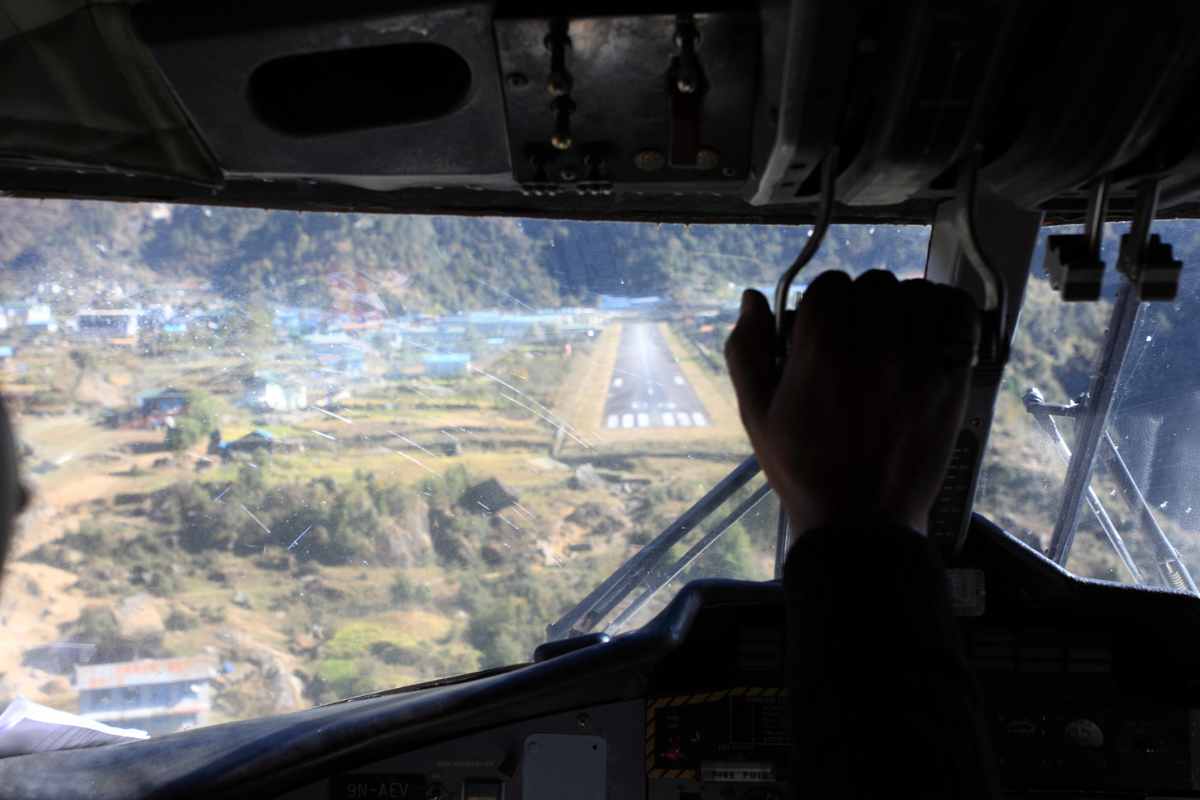 view of lukla airport from aircraft