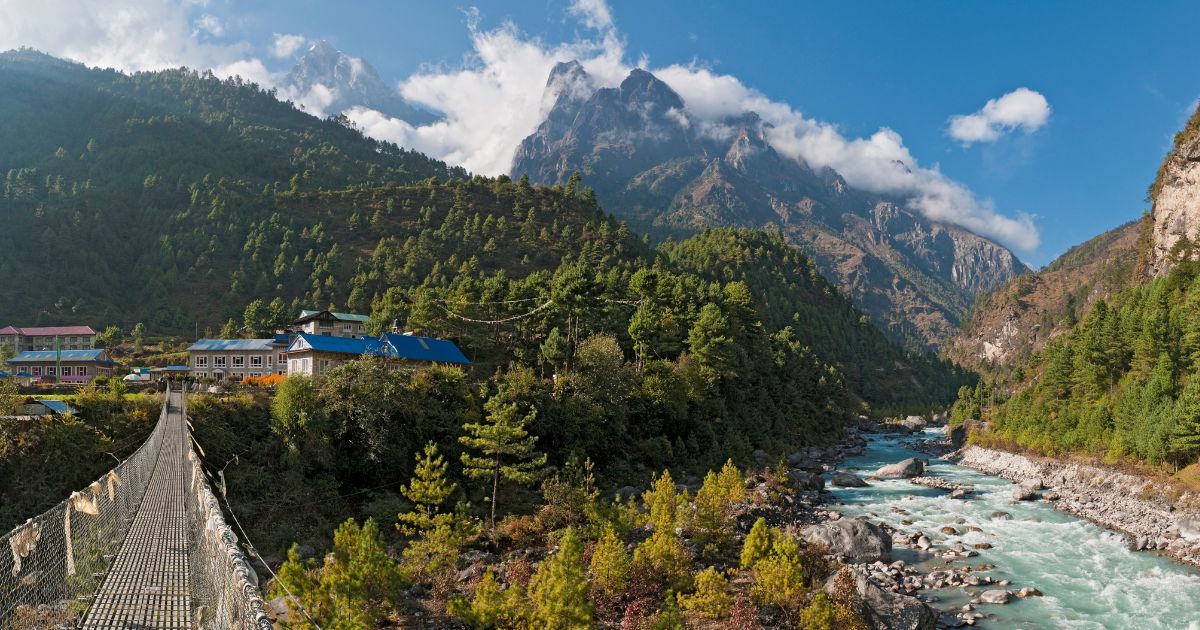 suspension bridge in phakding village