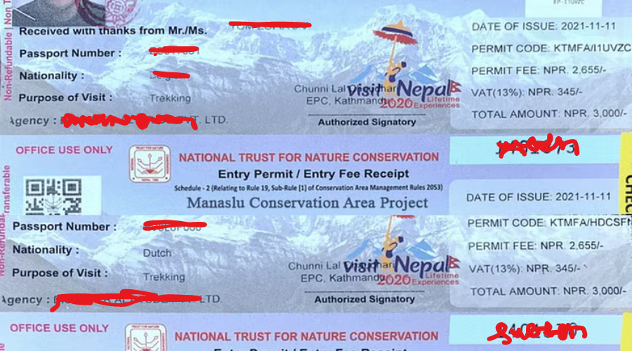permits required for manaslu circuit trek