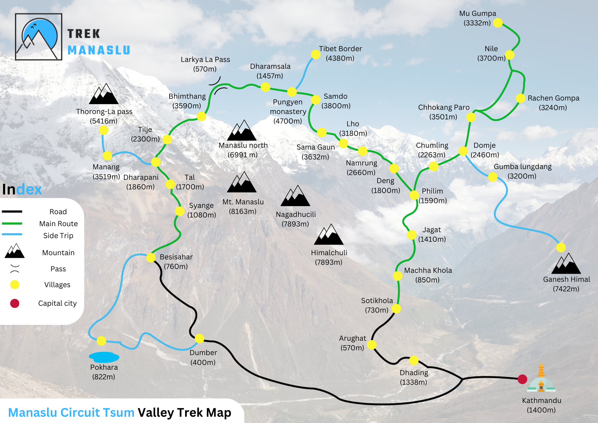 Tsum valley trek map