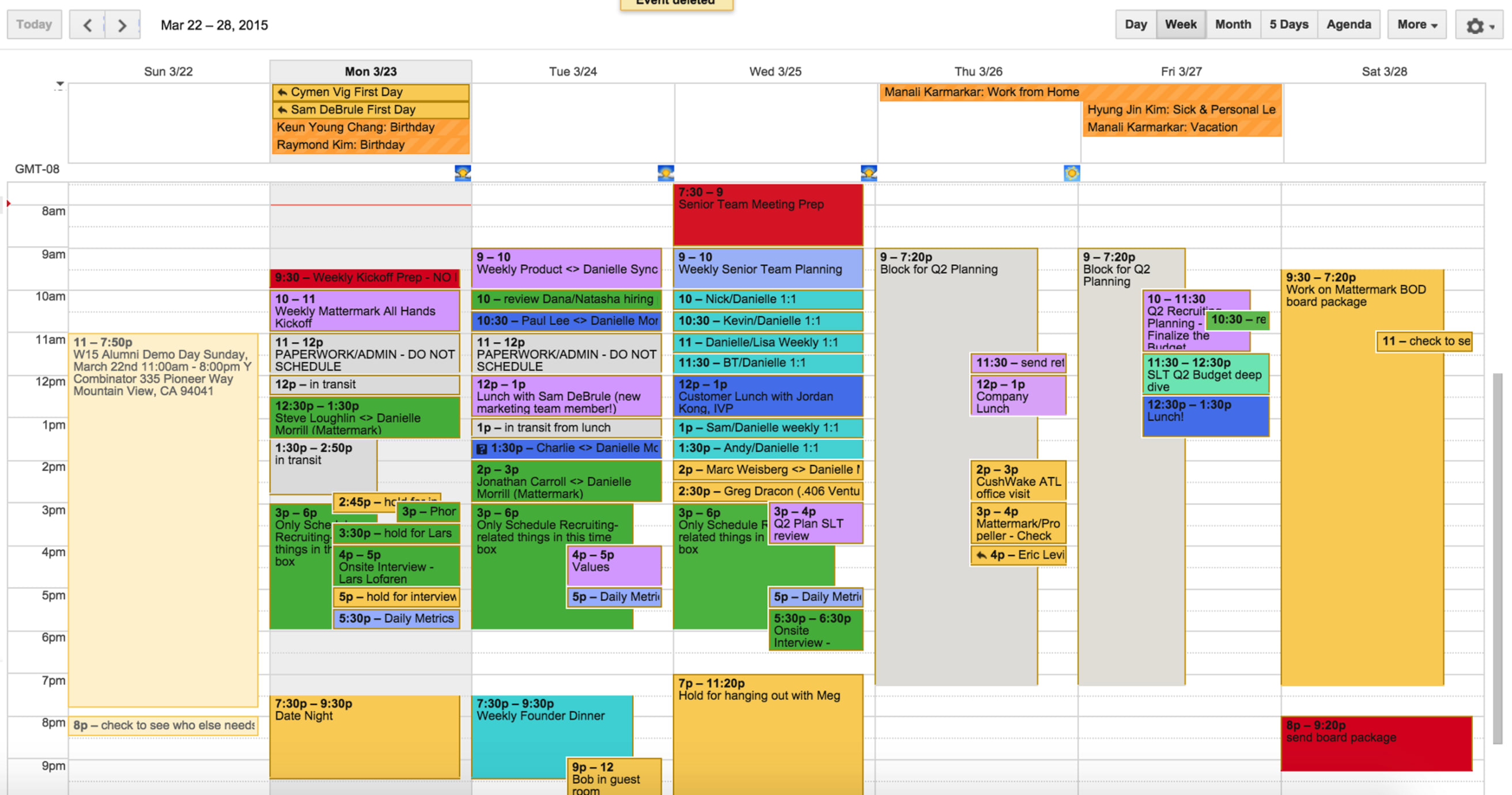 Timeboxing Calendar - Before