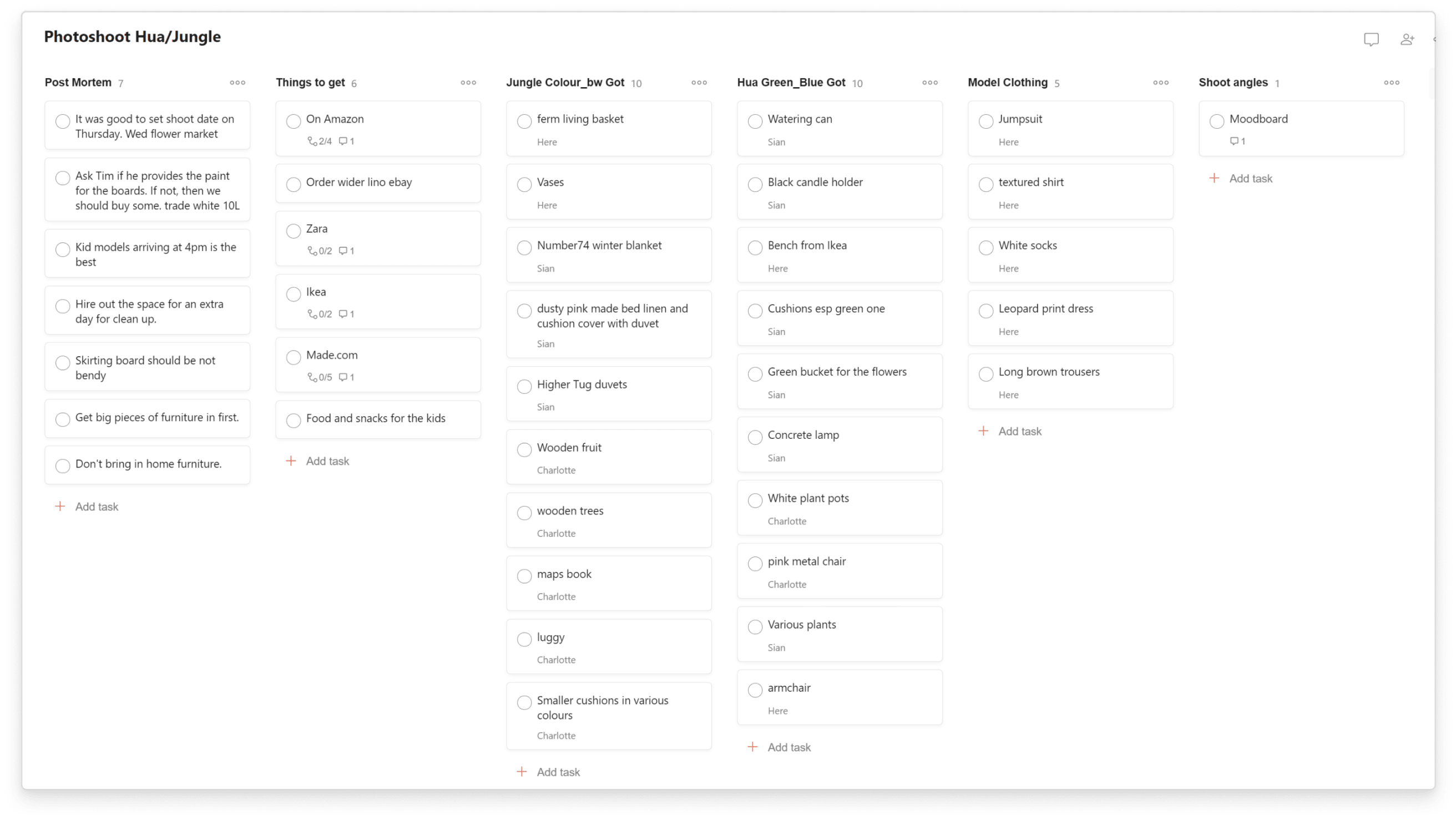 sian zeng user story todoist photo shoot Boards