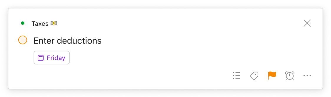 Set <a href="https://www.todoist.com/help/articles/introduction-to-dates-and-time-q7VobO">due dates</a> for various stages of your taxes