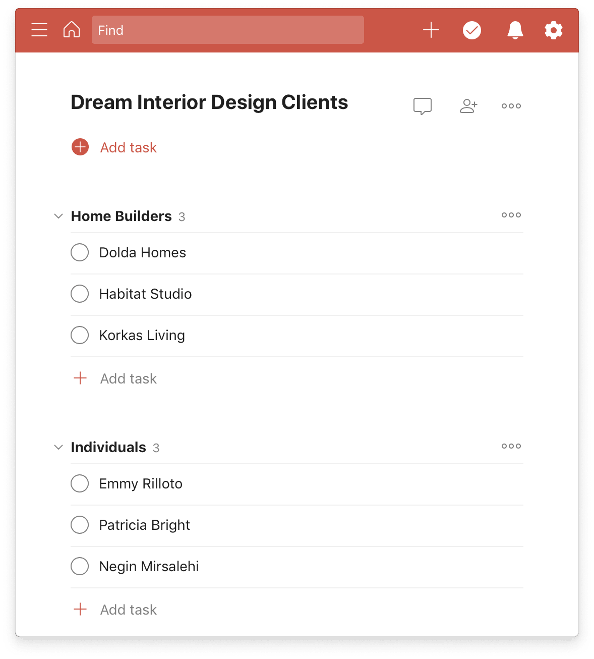 Create a Todoist Project to add your dream clients