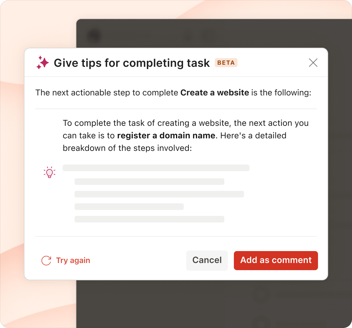 Give tips for completing task