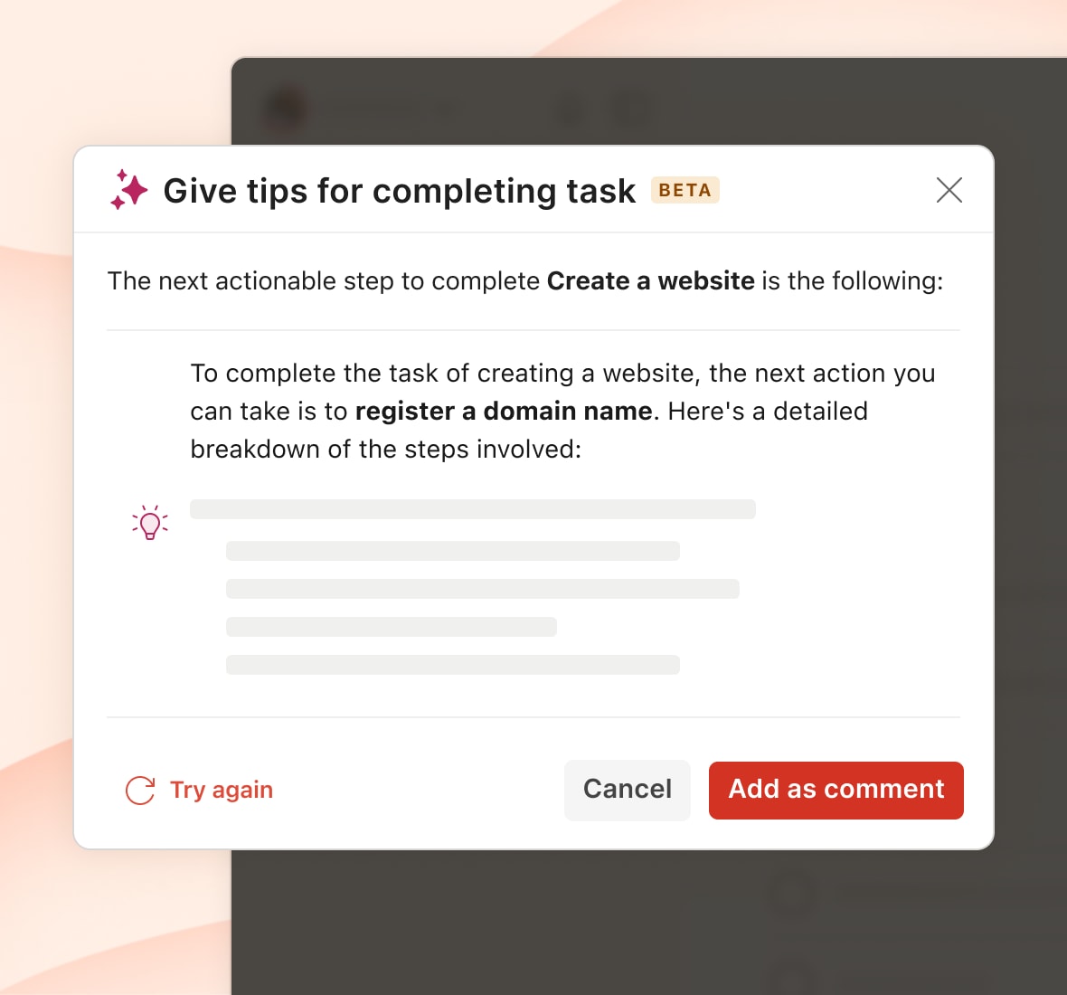 Give tips for completing task
