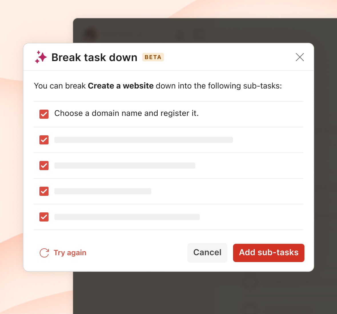 Task breakdown