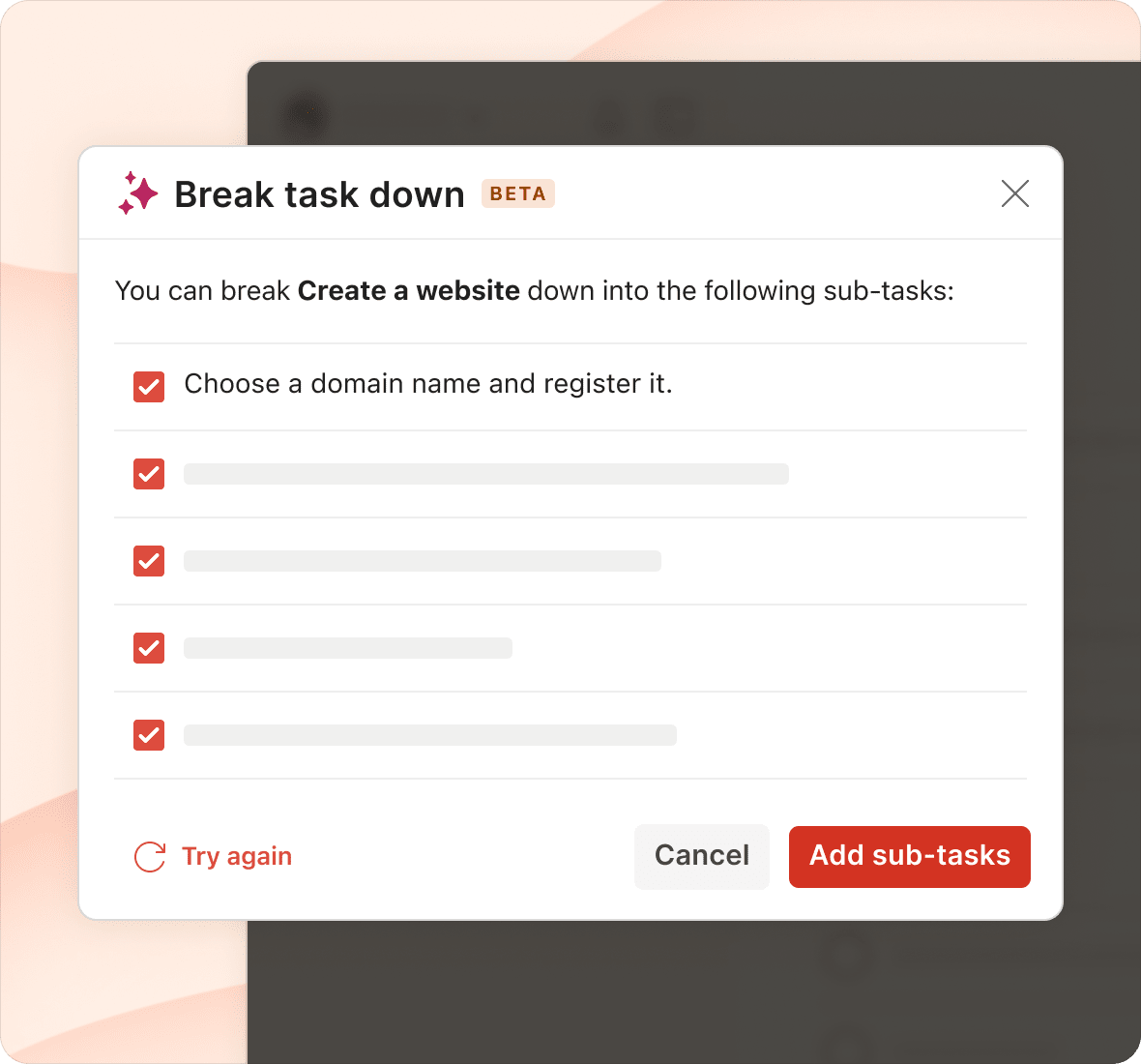 Task breakdown