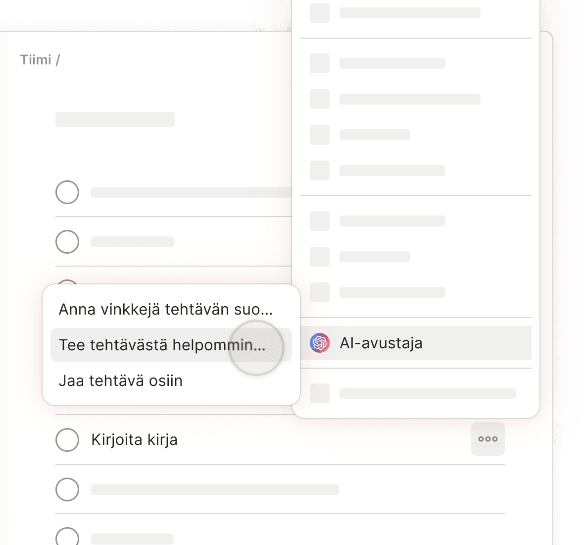 Select Task Assist from a task's context menu to get help accomplishing your tasks.