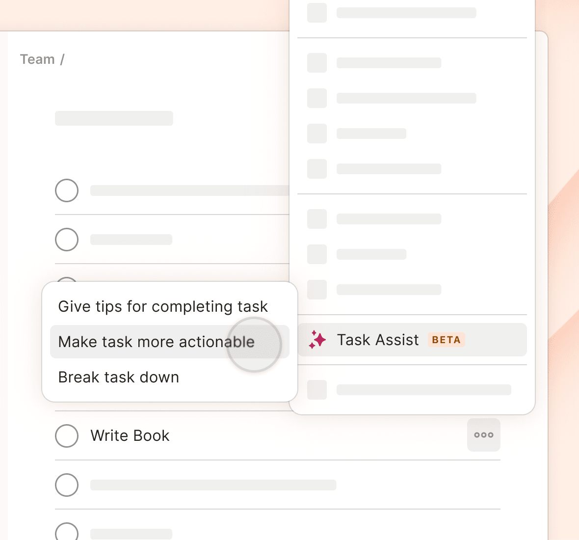 Select Task Assist from a task's context menu to get help accomplishing your tasks.